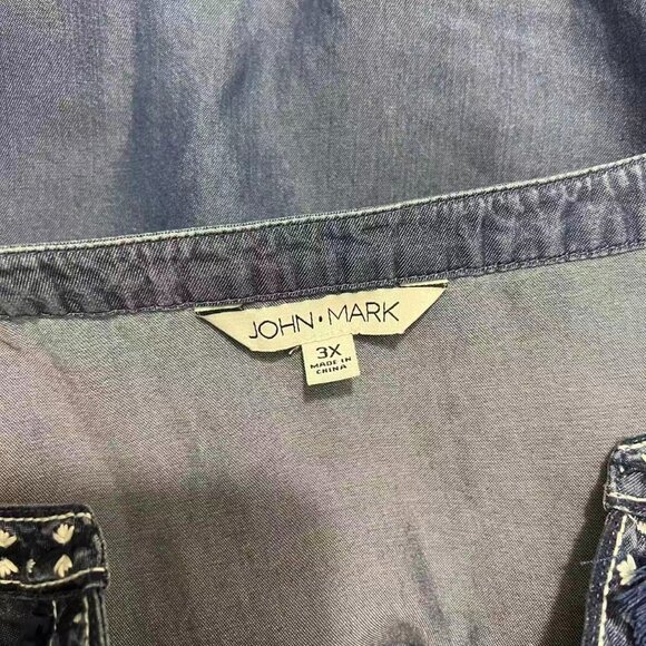 NWOT John Mark Embroidered V-Neck 3/4 Cinched Sleeve Tassel Tie Front Dress 3X - Picture 10 of 12